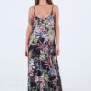 Hurley Womens Summer Palm Ruffle Maxi Dress